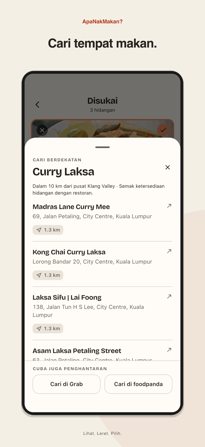 Hasil Berdekatan pada iPhone untuk Curry Laksa di sekitar pusat Lembah Klang.